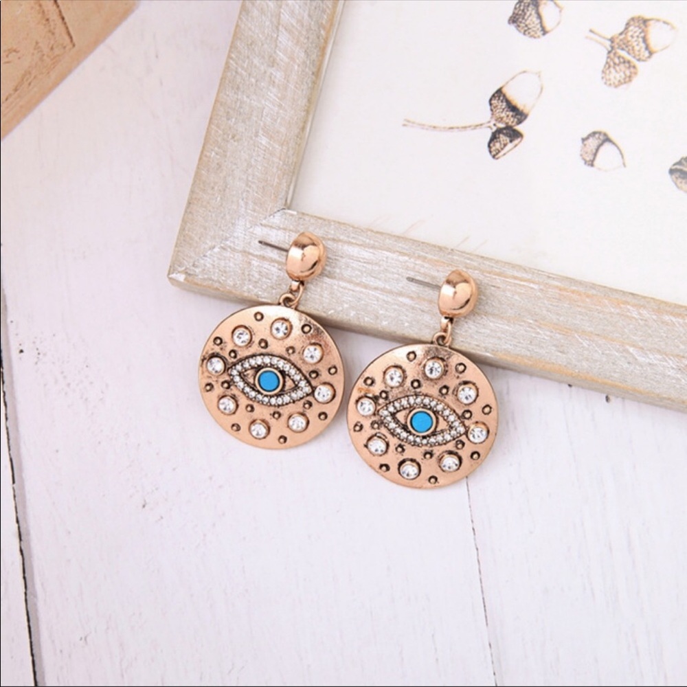 GOLD COLOR EVIL EYE EARRINGS